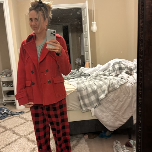 Thick double lined warm American eagle outfitters red pea coat - Picture 9 of 9